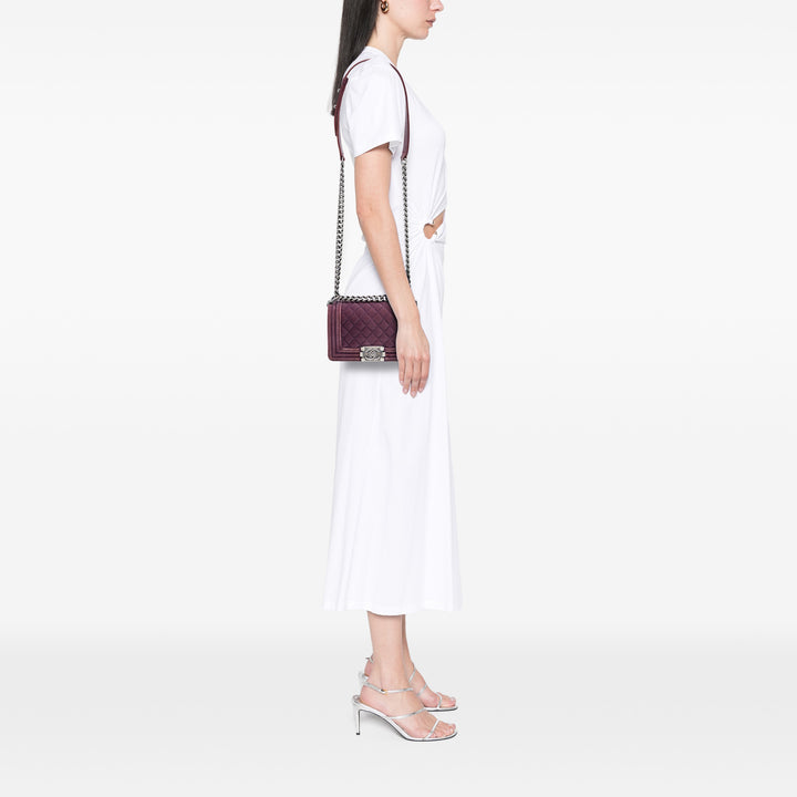 Chanel Small Matelassé Velours Boy à rabat