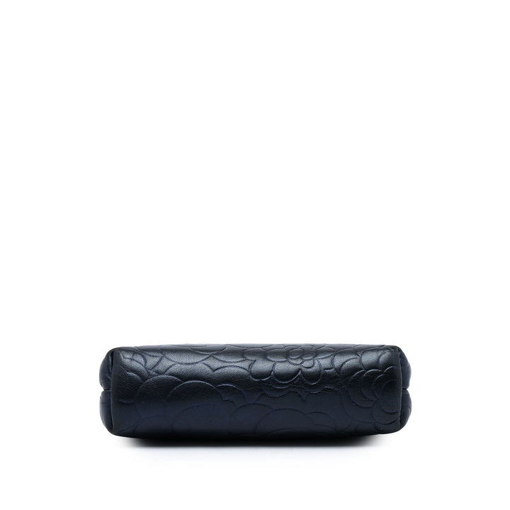 Chanel Pochette CC embossé Camellia Cuir d'agneau Bleu – vue 3 – GABY PARIS