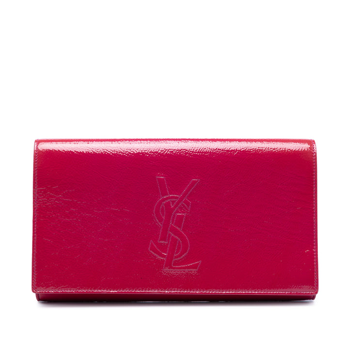 Saint Laurent Large Textured Cuir verni Belle De Jour Pochette