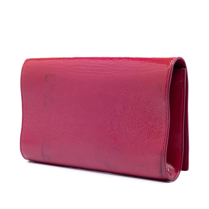 Saint Laurent Large Textured Cuir verni Belle De Jour Pochette