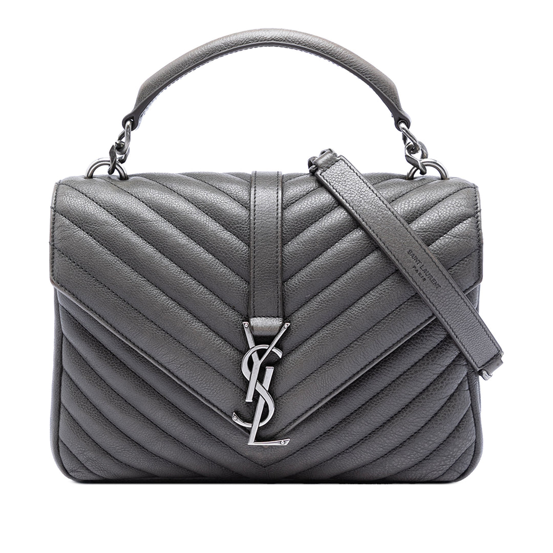 Saint Laurent Medium Chevron Sheepskin Monogram College Sac