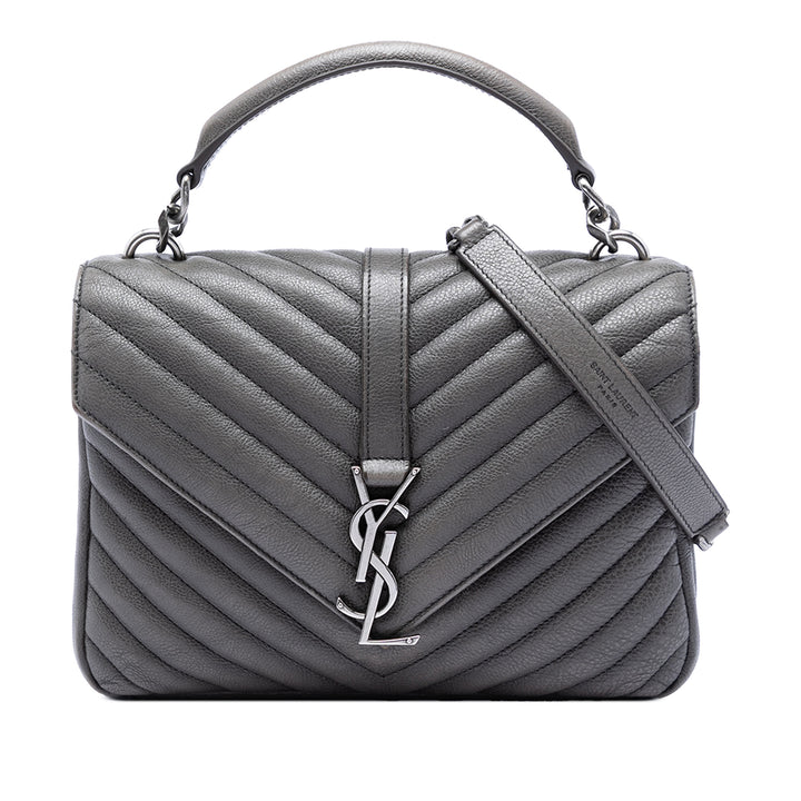 Saint Laurent Medium Chevron Sheepskin Monogram College Sac