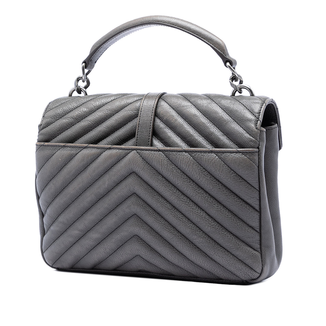 Saint Laurent Medium Chevron Sheepskin Monogram College Sac