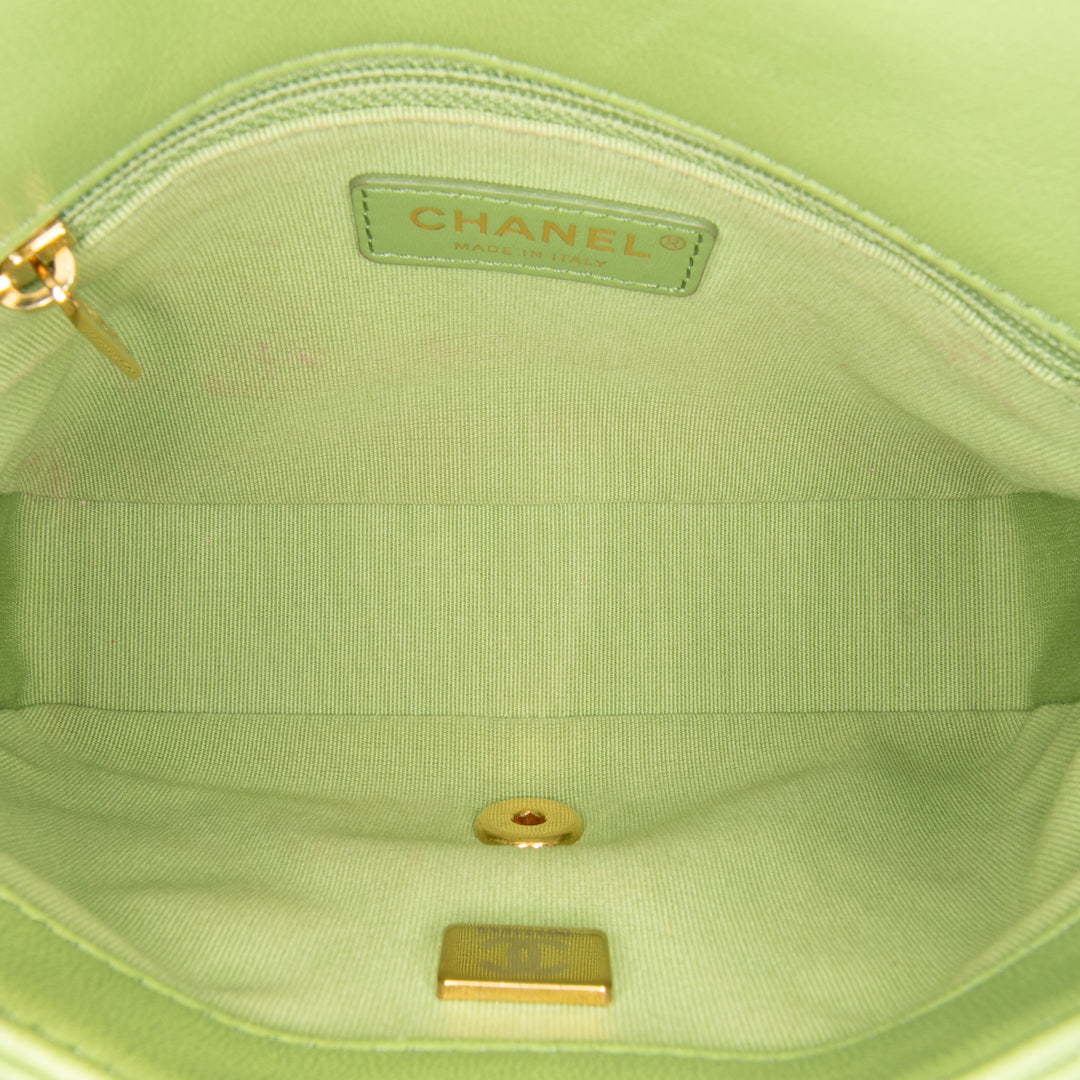 Quilted Lambskin Double CC Chain Around Flap Green - Gaby Paris