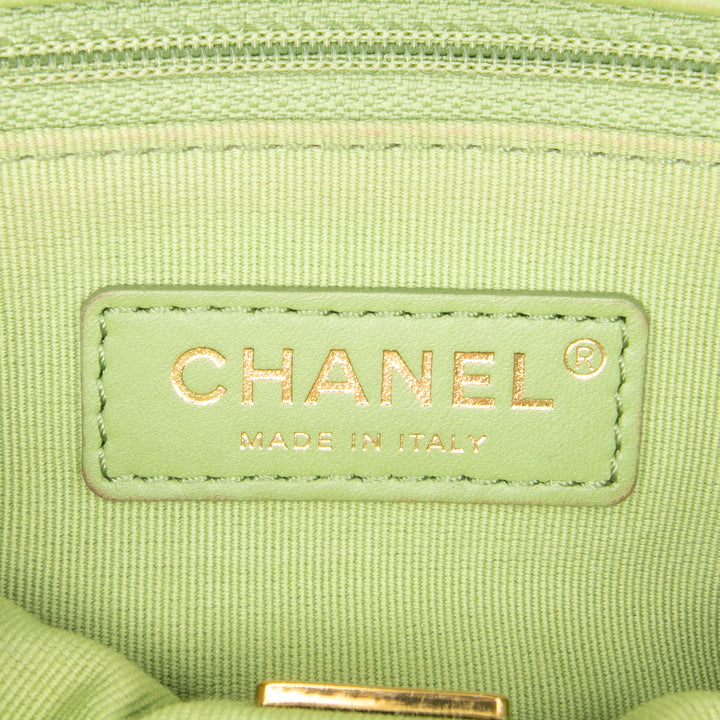 Quilted Lambskin Double CC Chain Around Flap Green - Gaby Paris