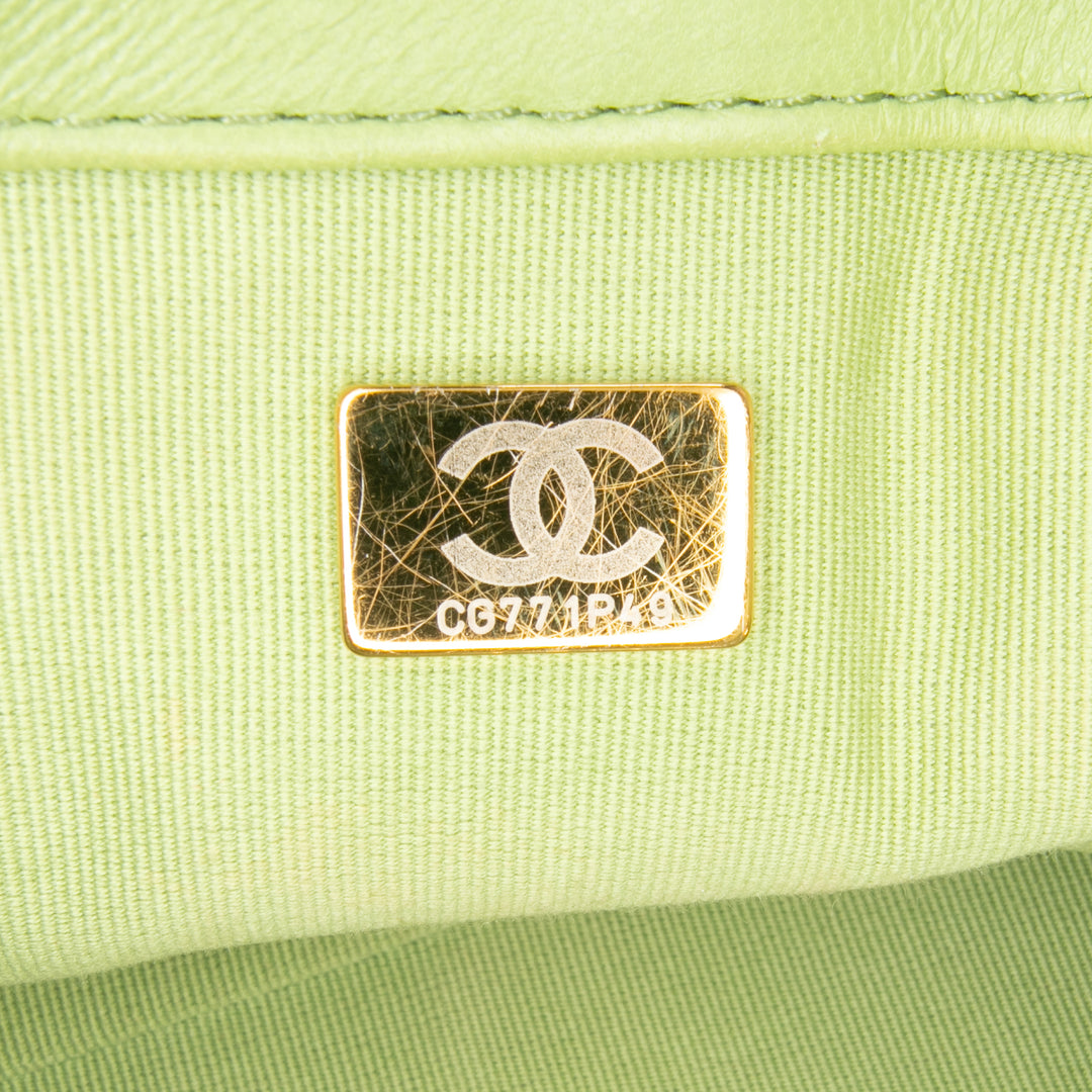 Quilted Lambskin Double CC Chain Around Flap Green - Gaby Paris