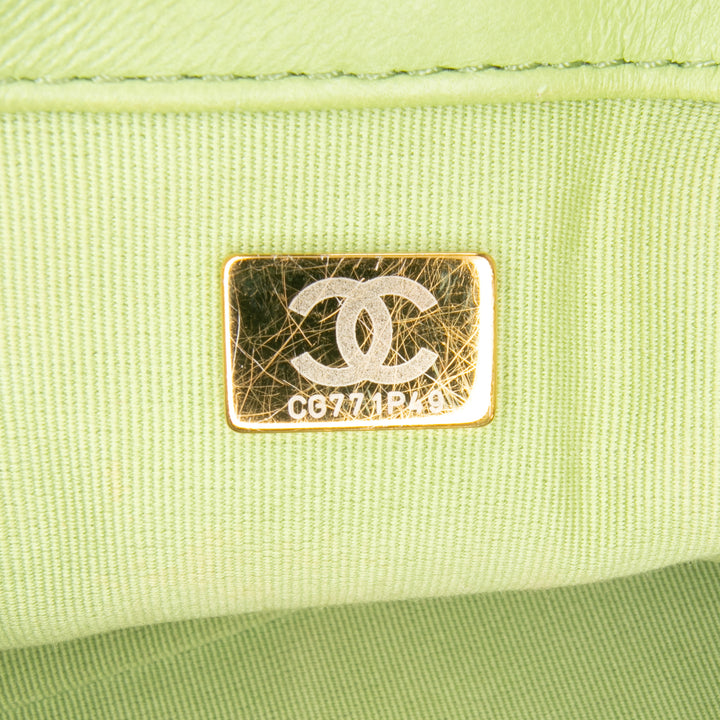 Quilted Lambskin Double CC Chain Around Flap Green - Gaby Paris
