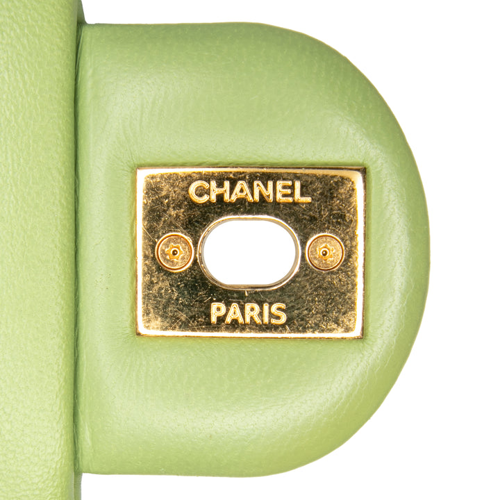 Quilted Lambskin Double CC Chain Around Flap Green - Gaby Paris