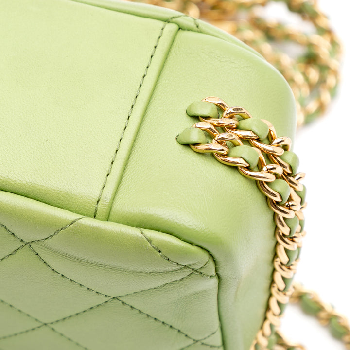 Quilted Lambskin Double CC Chain Around Flap Green - Gaby Paris