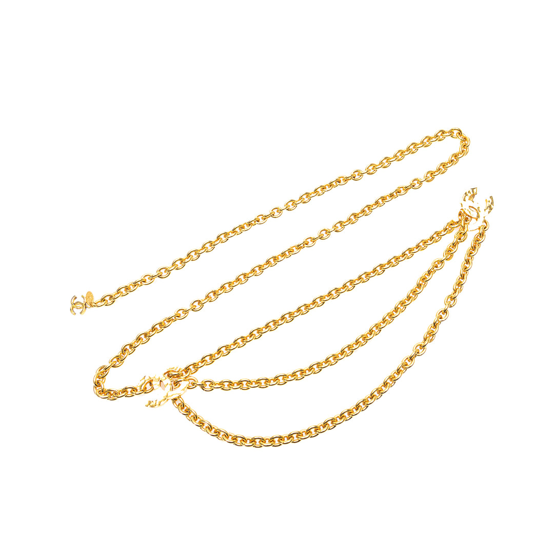 CC Gold Plated Triple Chain Belt Gold - Gaby Paris