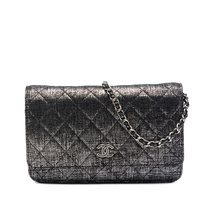 Chanel CC Matelassé Metallic Fabric Wallet on Chain