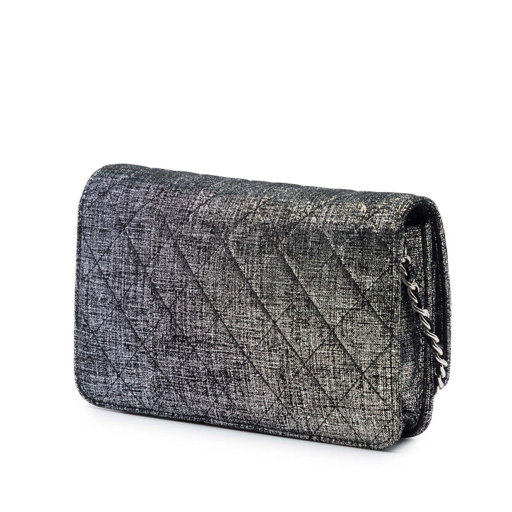 Chanel CC Matelassé Metallic Fabric Wallet on Chain