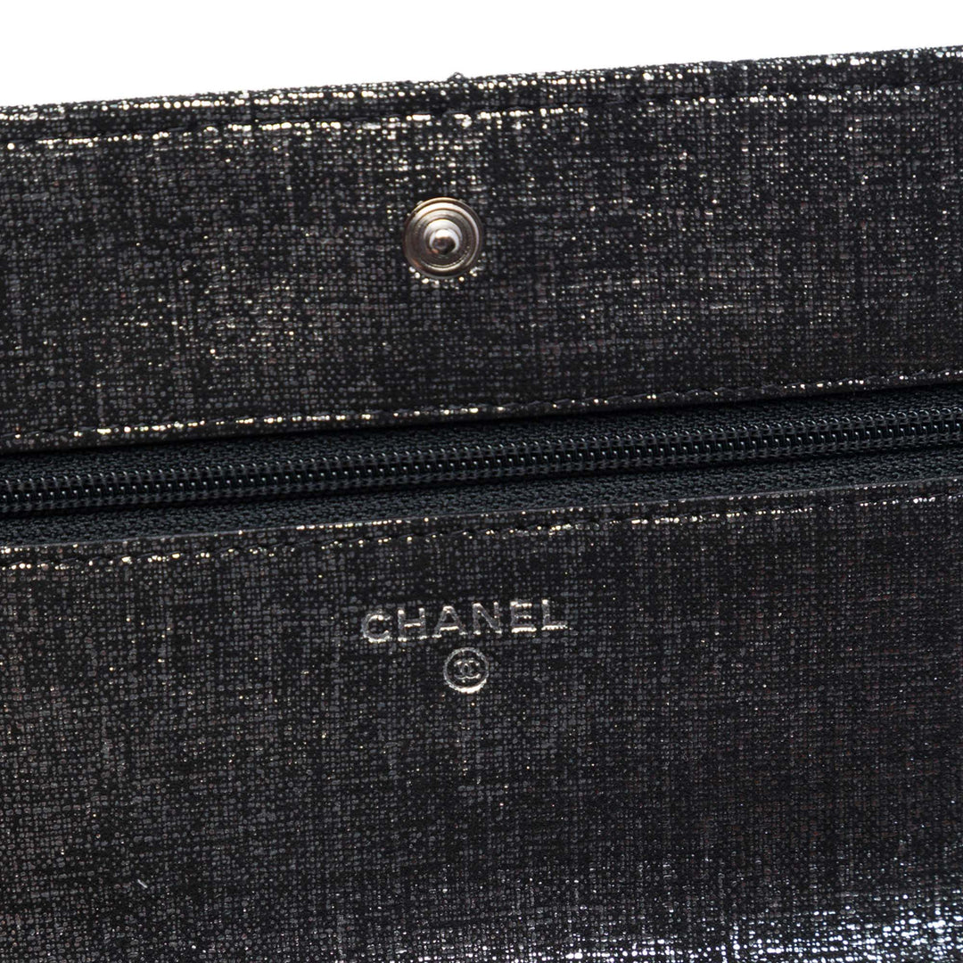 Chanel CC Matelassé Metallic Fabric Wallet on Chain