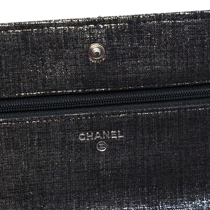 Chanel CC Matelassé Metallic Fabric Wallet on Chain