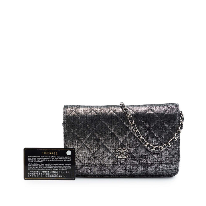 Chanel CC Matelassé Metallic Fabric Wallet on Chain