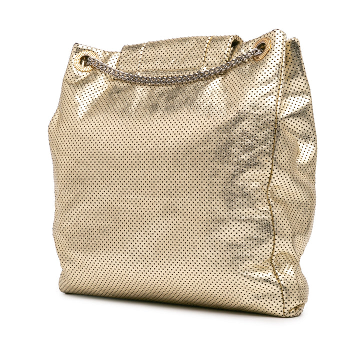 Chanel perforé Crackled Métallisé Drill Cabas Cuir de veau Doré – vue 2 – GABY PARIS