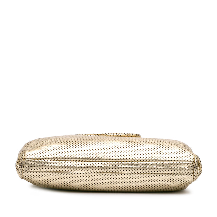 Chanel perforé Crackled Métallisé Drill Cabas Cuir de veau Doré – vue 3 – GABY PARIS