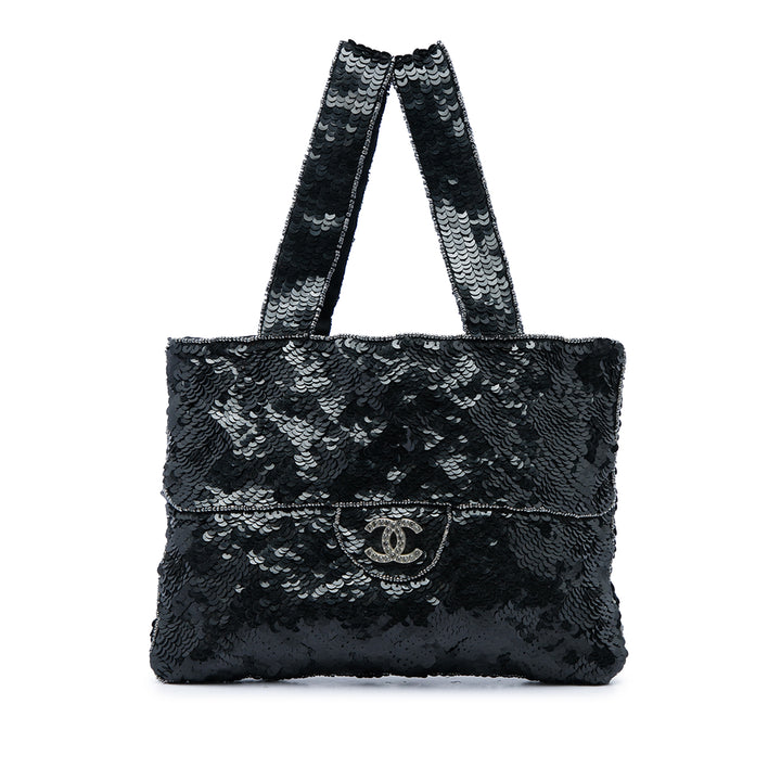 Sequinss Trompe L oeil Evening Cabas Mini Noir