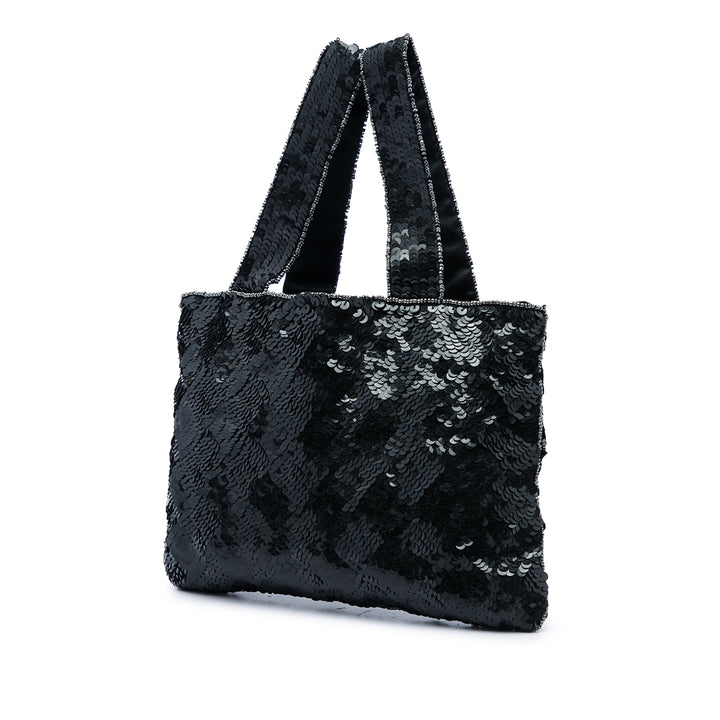 Sequinss Trompe L oeil Evening Cabas Mini Noir