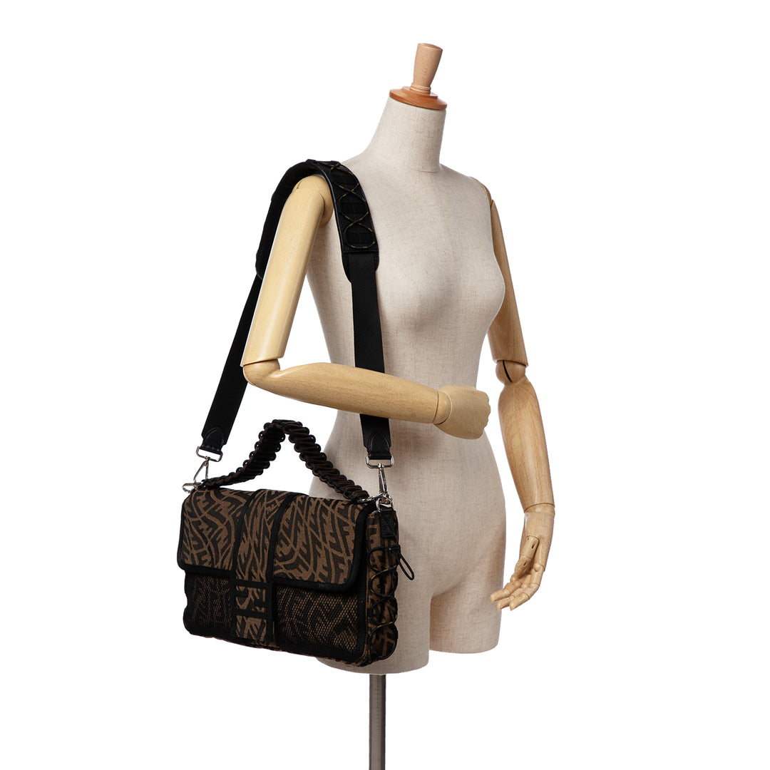 Large Zucca Vertigo Mesh Baguette Satchel Brown - Gaby Paris