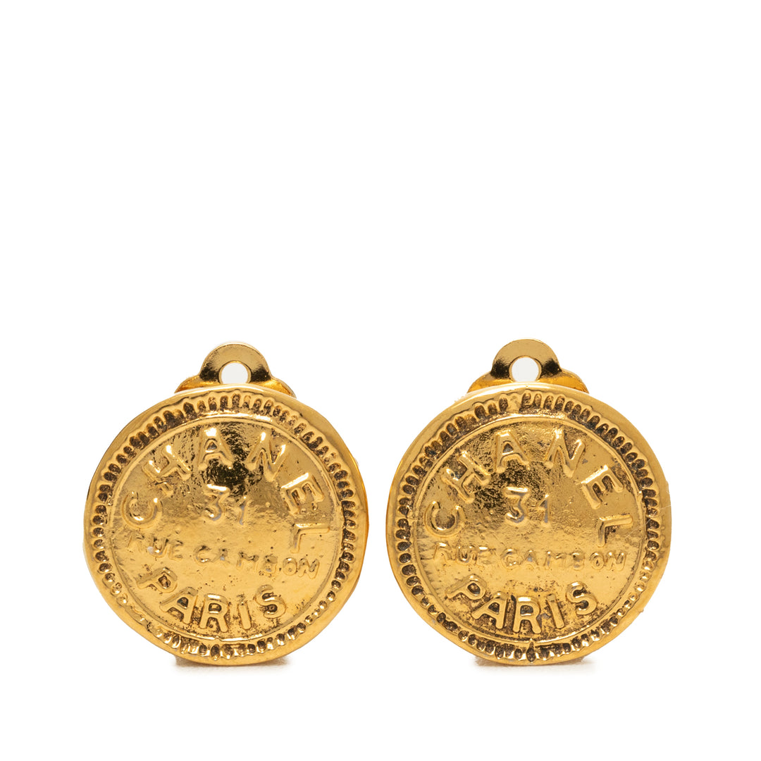 Chanel plaqué 31 Rue Cambon Rond À clip Boucles d'oreilles Métal