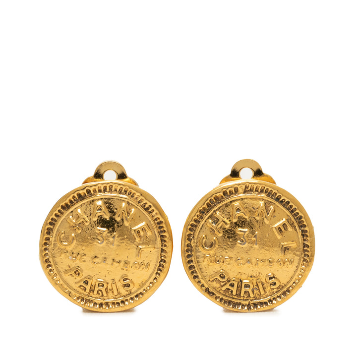 Chanel plaqué 31 Rue Cambon Rond À clip Boucles d'oreilles Métal