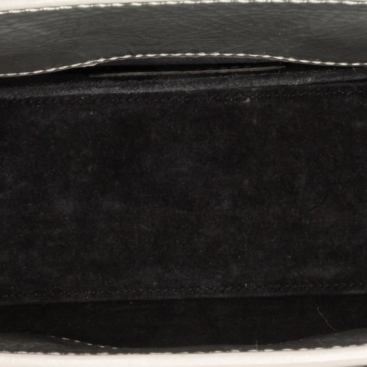 Saint Laurent Nano Métallisé Crinkled Cuir de veau Supple Sac De Jour Sac cartable Argenté