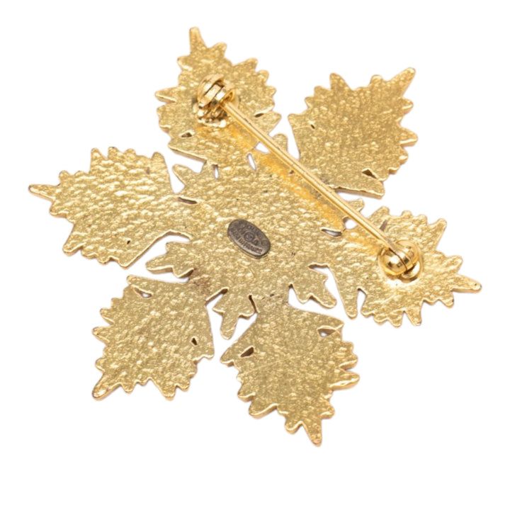 Chanel Broche CC Snowflake plaqué or – vue 2 – GABY PARIS