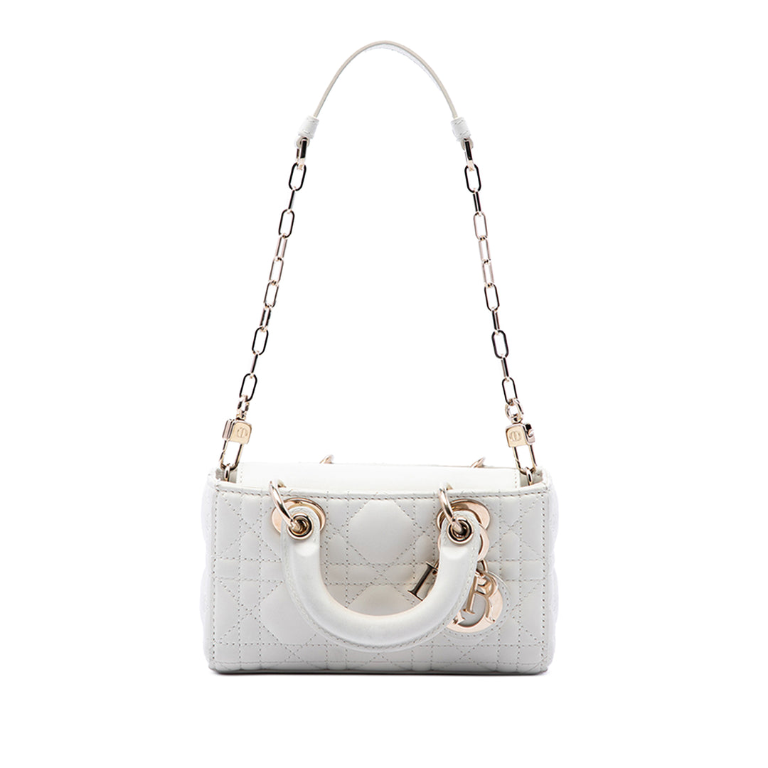 Dior Cannage Lady D Joy Micro Cuir d'agneau Blanc – vue 2 – GABY PARIS