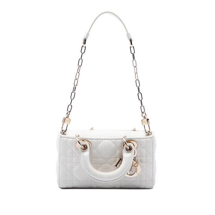 Dior Cannage Lady D Joy Micro Cuir d'agneau Blanc – vue 2 – GABY PARIS