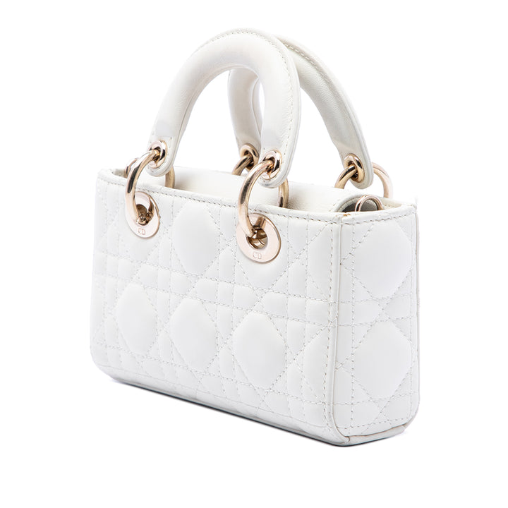 Dior Cannage Lady D Joy Micro Cuir d'agneau Blanc – vue 3 – GABY PARIS