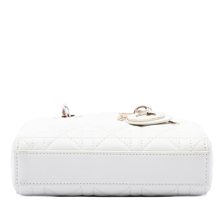 Dior Cannage Lady D Joy Micro Cuir d'agneau Blanc – vue 4 – GABY PARIS