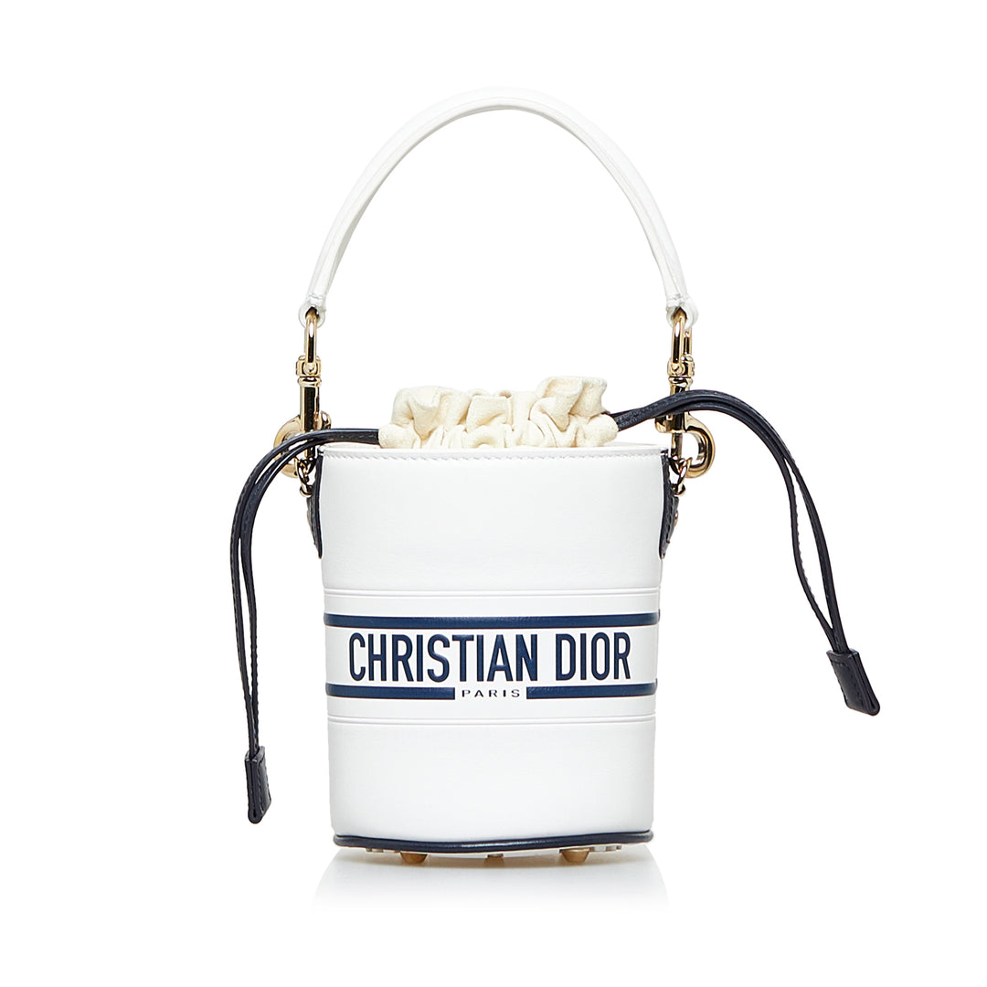 Dior Micro Vibe Drawstring Bucket Bag White - GABY PARIS