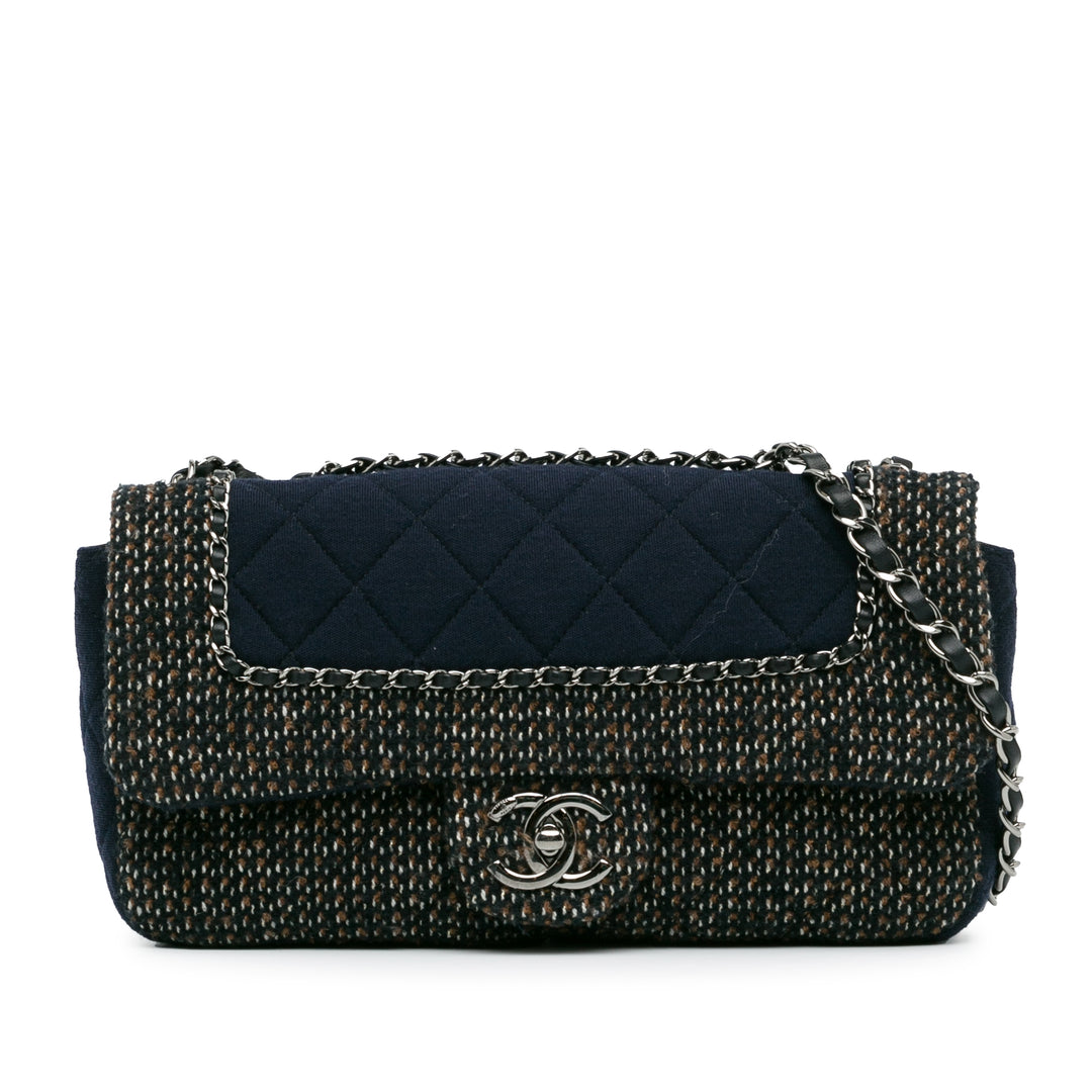 Small Jersey Tweed Flap Blue - Gaby Paris