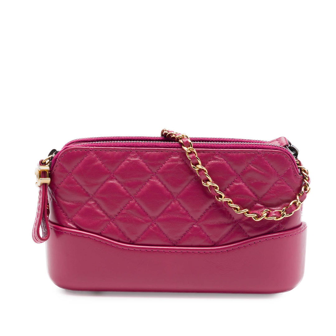 Chanel Matelassé vieilli Cuir de veau Gabrielle Double Zip Pochette avec chaîne