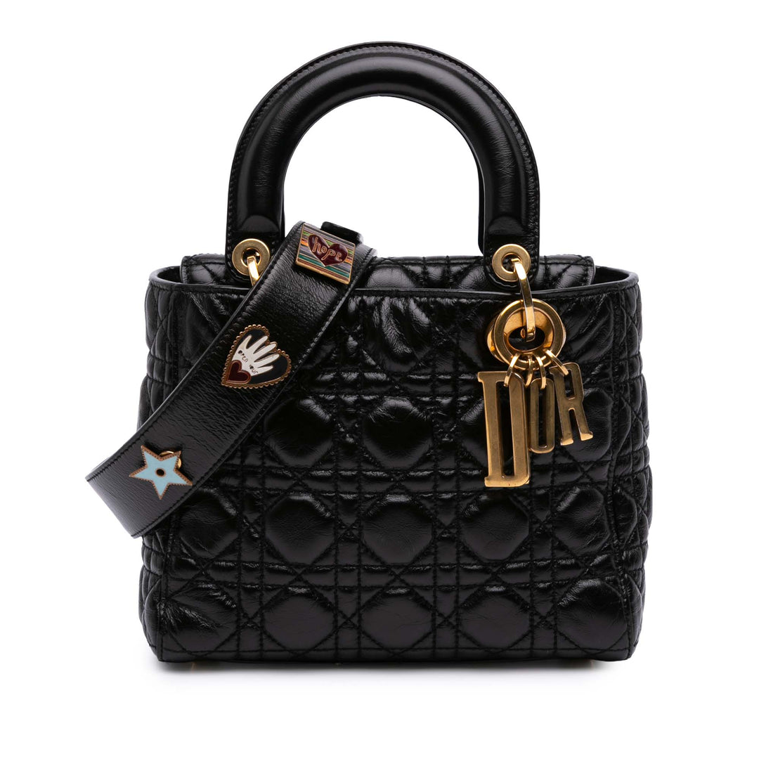 Dior Small Crinkled Cuir verni Cannage My ABCDior Lady Dior Noir – GABY PARIS Authentique