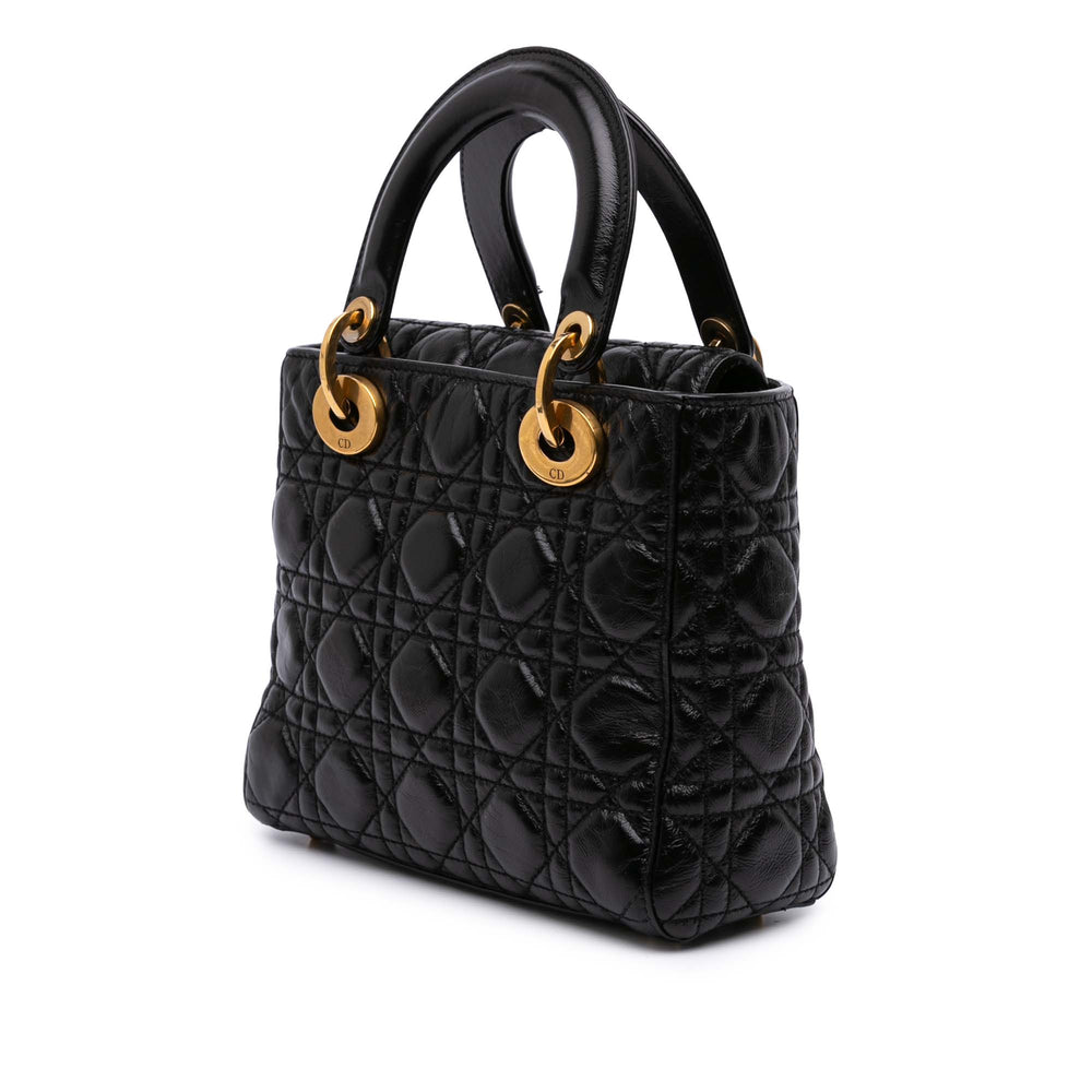 Dior Small Crinkled Cuir verni Cannage My ABCDior Lady Dior Noir – GABY PARIS Authentique
