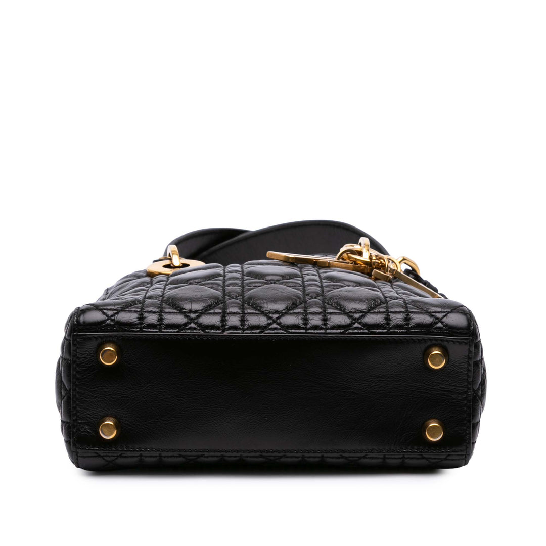 Dior Small Crinkled Cuir verni Cannage My ABCDior Lady Dior Noir – GABY PARIS Authentique