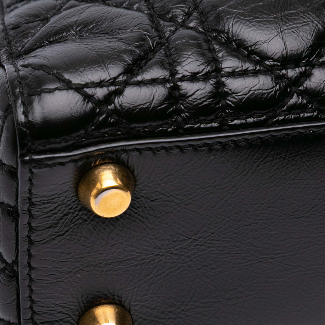 Dior Small Crinkled Cuir verni Cannage My ABCDior Lady Dior Noir – GABY PARIS Authentique