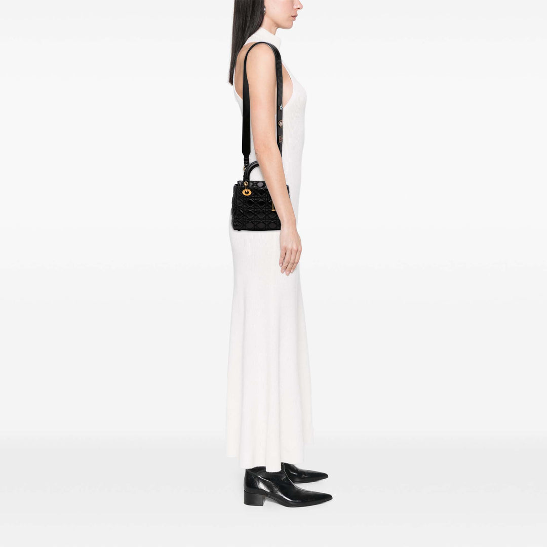Dior Small Crinkled Cuir verni Cannage My ABCDior Lady Dior Noir – GABY PARIS Authentique