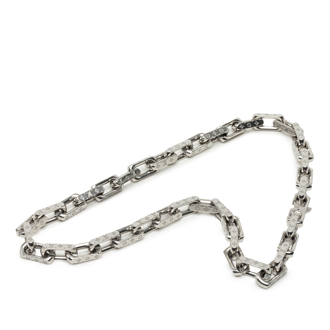 Louis Vuitton Stainless Steel Chaîne Collier Monogram Argenté