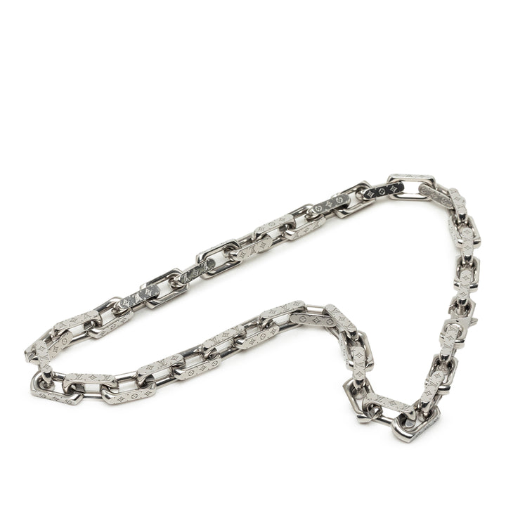 Louis Vuitton Stainless Steel Chaîne Collier Monogram Argenté