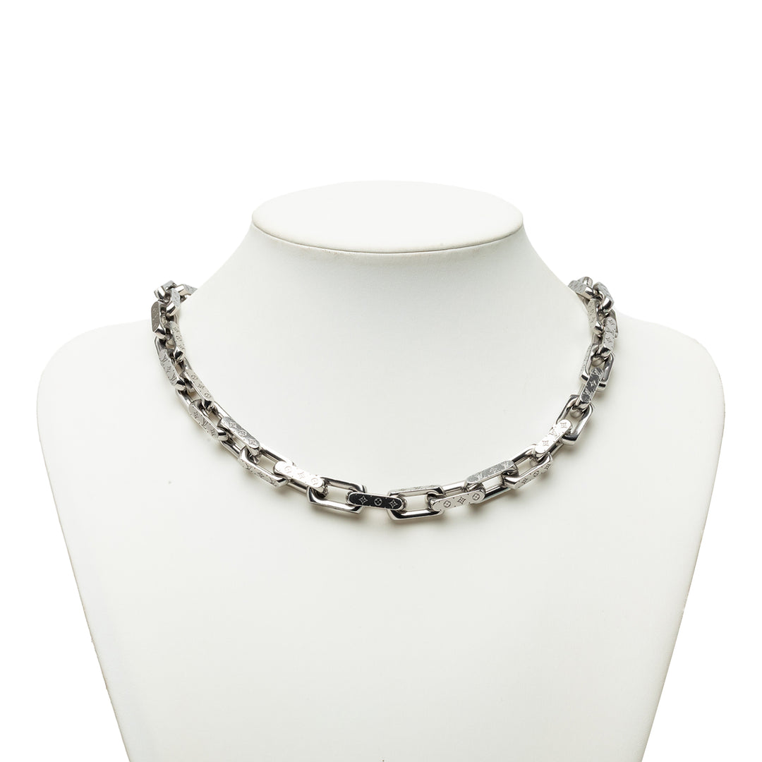 Louis Vuitton Stainless Steel Chaîne Collier Monogram Argenté