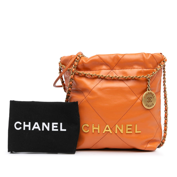 Mini Shiny Calfskin 22 Handbag Orange - Gaby Paris