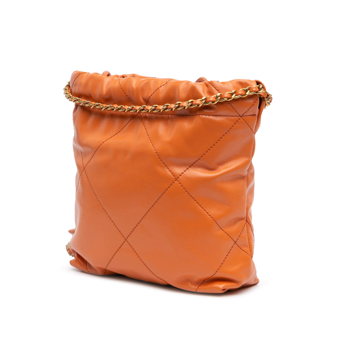 Mini Shiny Calfskin 22 Handbag Orange - Gaby Paris
