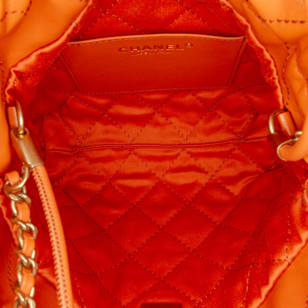 Mini Shiny Calfskin 22 Handbag Orange - Gaby Paris