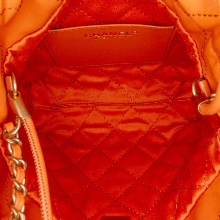 Mini Shiny Calfskin 22 Handbag Orange - Gaby Paris