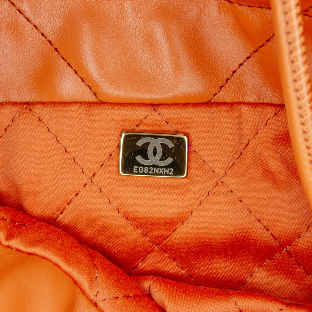Mini Shiny Calfskin 22 Handbag Orange - Gaby Paris