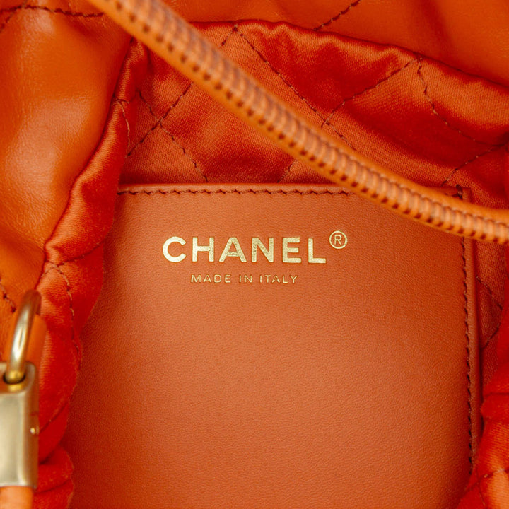Mini Shiny Calfskin 22 Handbag Orange - Gaby Paris