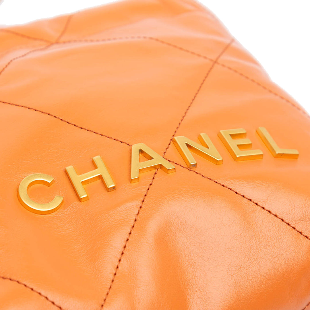 Mini Shiny Calfskin 22 Handbag Orange - Gaby Paris